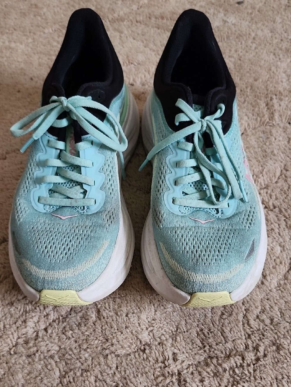 Hoka Women's Teal Athletic Running Shoes with Pink Logo - Picture 2 of 8
